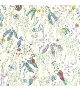 Papier Peint TROPICAL FOREST MULTICO FOND BLANC - Collection ONCE UPON A TIME 2 - CASADECO - Réf. OUTD200757447