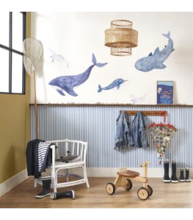 Papier Peint RAYURES BLEU MARINE - Collection ONCE UPON A TIME 2 - CASADECO - Réf. OUTD29886625