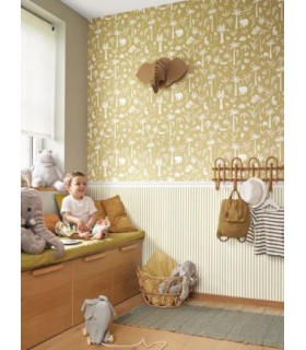 Papier Peint RAYURES OLIVE - Collection ONCE UPON A TIME 2 - CASADECO - Réf. OUTD29887227