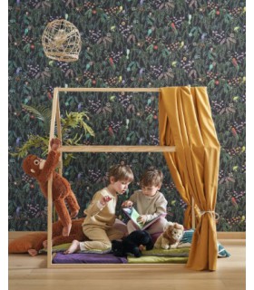 Papier Peint TROPICAL FOREST MULTICO FOND ENCRE - Collection ONCE UPON A TIME 2 - CASADECO - Réf. OUTD200756909