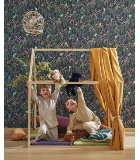 Papier Peint TROPICAL FOREST MULTICO FOND ENCRE - Collection ONCE UPON A TIME 2 - CASADECO - Réf. OUTD200756909