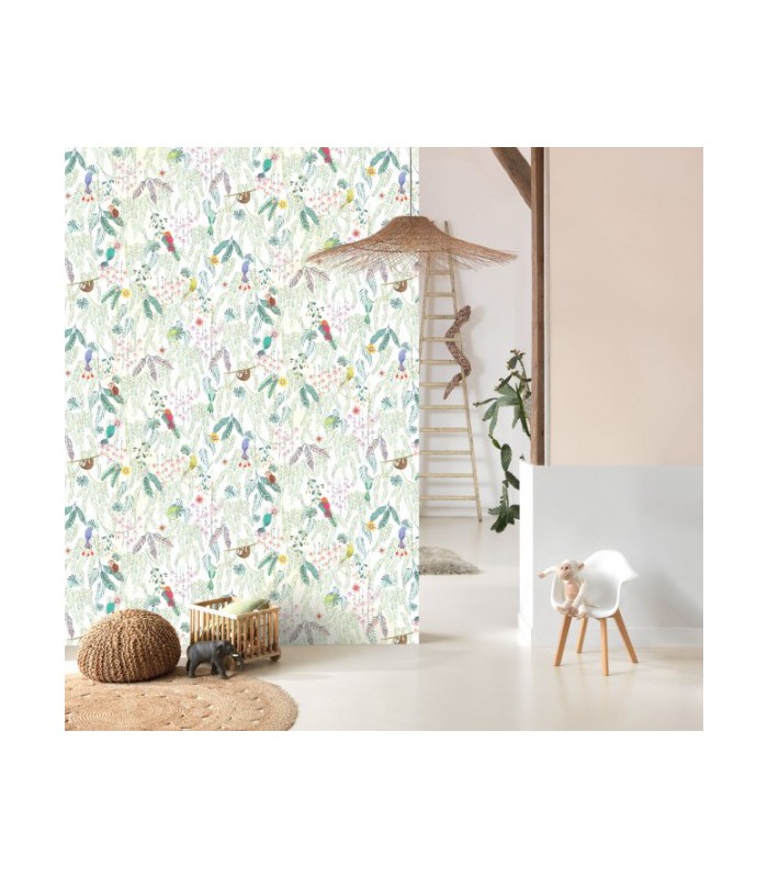 Papier Peint TROPICAL FOREST MULTICO FOND BLANC - Collection ONCE UPON A TIME 2 - CASADECO - Réf. OUTD200757447