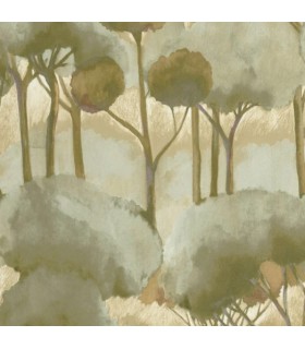 Papier Peint FORET DES LANDES VERT ARGILE - Collection SENTIERS DES DUNES - CASADECO - Réf. SENT200927530