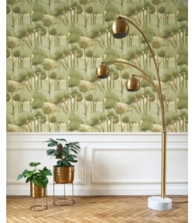 Papier Peint FORET DES LANDES VERT ARGILE - Collection SENTIERS DES DUNES - CASADECO - Réf. SENT200927530