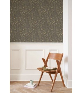 Papier Peint PRAIRIE NOIR FUSAIN / OCRE - Collection SENTIERS DES DUNES - CASADECO - Réf. SENT200959607