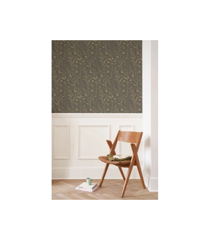 Papier Peint PRAIRIE NOIR FUSAIN / OCRE - Collection SENTIERS DES DUNES - CASADECO - Réf. SENT200959607