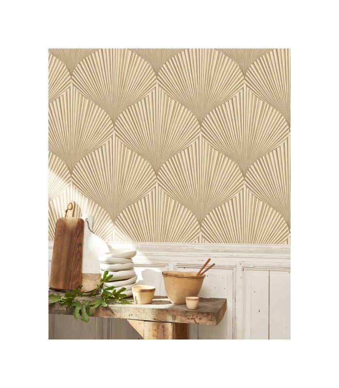 Papier peint SEMIRAMIS BEIGE RAPHIA - Collection Babylone - CASADECO - Ref. BBLN89761423