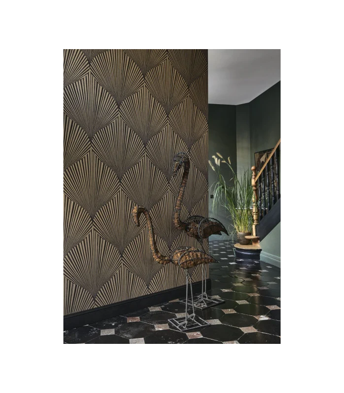 Papier peint SEMIRAMIS NOIR REGLISSE - Collection Babylone - CASADECO - Ref. BBLN89769365