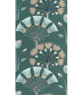 Papier peint Majestic VERT ÉMERAUDE VIOLET DORÉ - Collection Élégance - CASELIO - Réf. ELC105277120