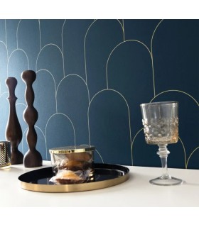 Papier peint Ornament BLEU NUIT DORÉ - Collection Élégance - CASELIO - Réf. ELC105281022