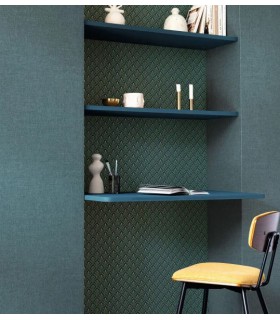 Papier peint Abundance BLEU CANARD DORÉ - Collection Élégance - CASELIO - Réf. ELC105306127