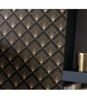 Papier peint Effervescence NOIR DORÉ - Collection Élégance - CASELIO - Réf. ELC105319000