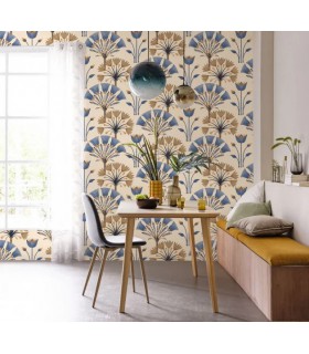 Papier peint Majestic BLEU OUTRE-MER - Collection Élégance - CASELIO - Réf. ELC105276142