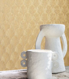 Papier Peint Vinyle sur Intissé Tourmaline Blanc/ Doré – Textures Métalliques de Casamance - réf. 75781324