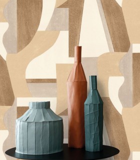 Papier Peint Vinyle sur Intissé Gino Cognac – Mouvements de Casamance - réf. 76001222