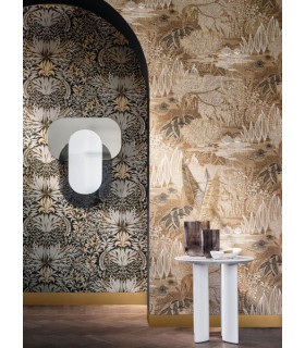 Papier Peint Intissé Jasmin Grège/ Vert Argile – Square Jasmin de Casamance - réf. 75680100