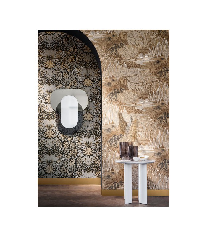 Papier Peint Intissé Jasmin Grège/ Vert Argile – Square Jasmin de Casamance - réf. 75680100