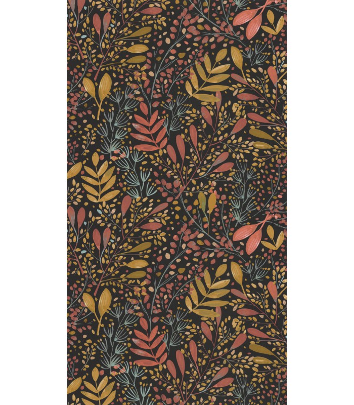 Papier peint Joy Rose Ocre sur Fond Noir - Collection Green Life 2 - CASELIO - Réf.  GNL2101694129