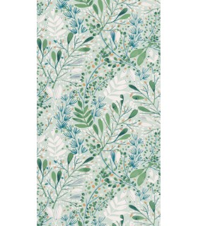 Papier peint Joy Bleu et Or sur Fond Vert d'Eau - Collection Green Life 2 - CASELIO - Réf.  GNL2101697672