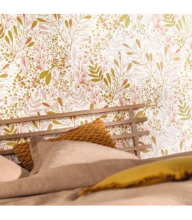 Papier peint Joy Rose Or sur Fond Blanc - Collection Green Life 2 - CASELIO - Réf.  GNL2101694002