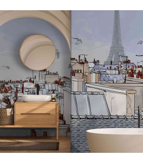 Panoramique sur-mesure SUR LES TOITS - WALL DREAMER BOOK 1 - REF WAD0062