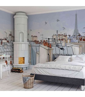 Panoramique sur-mesure SUR LES TOITS - WALL DREAMER BOOK 1 - REF WAD0062