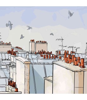 Panoramique sur-mesure SUR LES TOITS - WALL DREAMER BOOK 1 - REF WAD0062