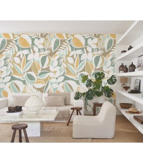 Papier peint Panoramique PLACE DES LICES BLEU-OLIVE, format M - Collection Échappée Belle - CASADECO - Réf.ECHA89883717