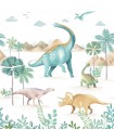 Panoramique LE MONDE DES DINOSAURES VERT M 250x280 - Collection LES MINIS MONDES - CASELIO - Réf. MNM105774501