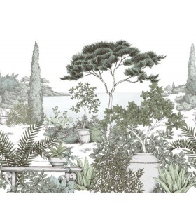 Panoramique A L'OMBRE DES PINS S Vert Eucalyptus 300x250 - Collection WONDERWALLS 2 - CASADECO - Réf. WDWD200017607