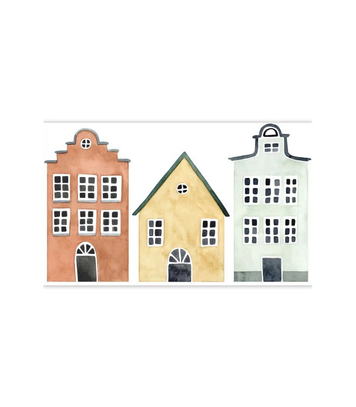 Panoramique LITTLE HOUSES SPRAY UP MULTICOULEURS - Collection ONCE UPON A TIME 2 - CASADECO - Réf. OUTD200908720