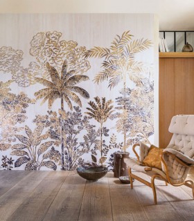 Papier Peint Panoramique Intissé Siwa Ivoire/ Doré – Panoramas 2 de Casamance - réf. 75292242 - 280 x 300 CM