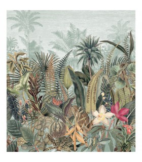 Papier peint panoramique Daintree bleu marine et vert mousse Casamance réf. 75662036