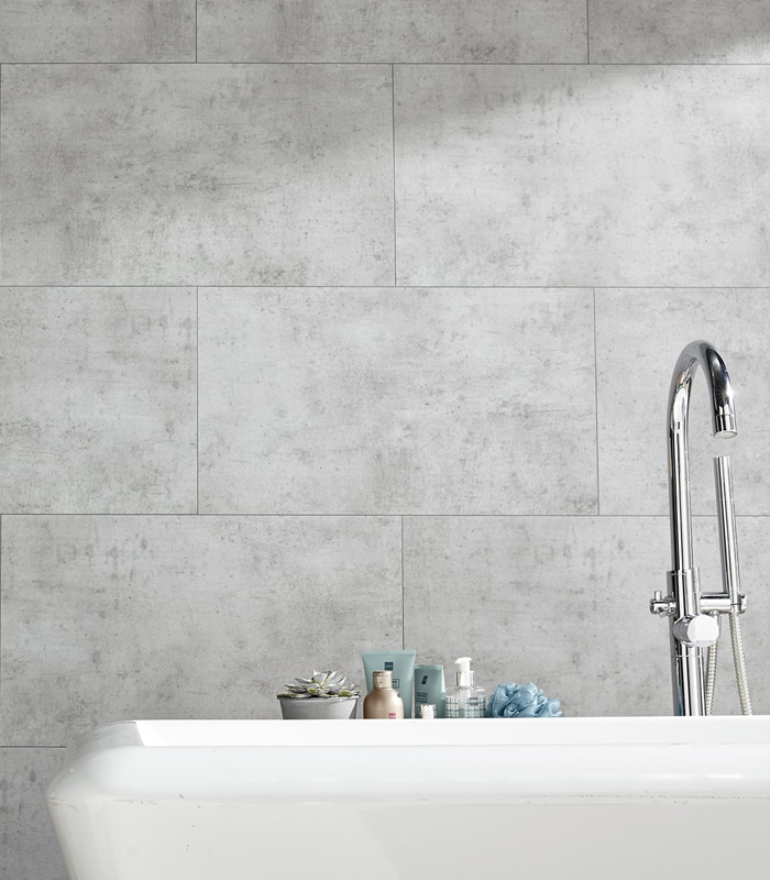 Dalle murale PVC effet ciment gris Liverpool 65 x 37,5 cm