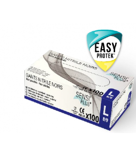 BOITE 100 GANTS NITRILE NOIR T9/10 NON POUDRES