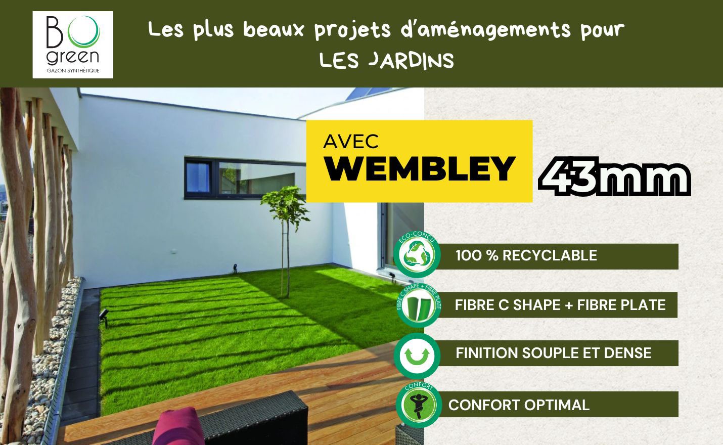 Gazon Synthétique BOGREEN Wembley